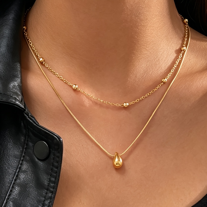 Light Luxury Retro Style Double Layer Stackable Necklace